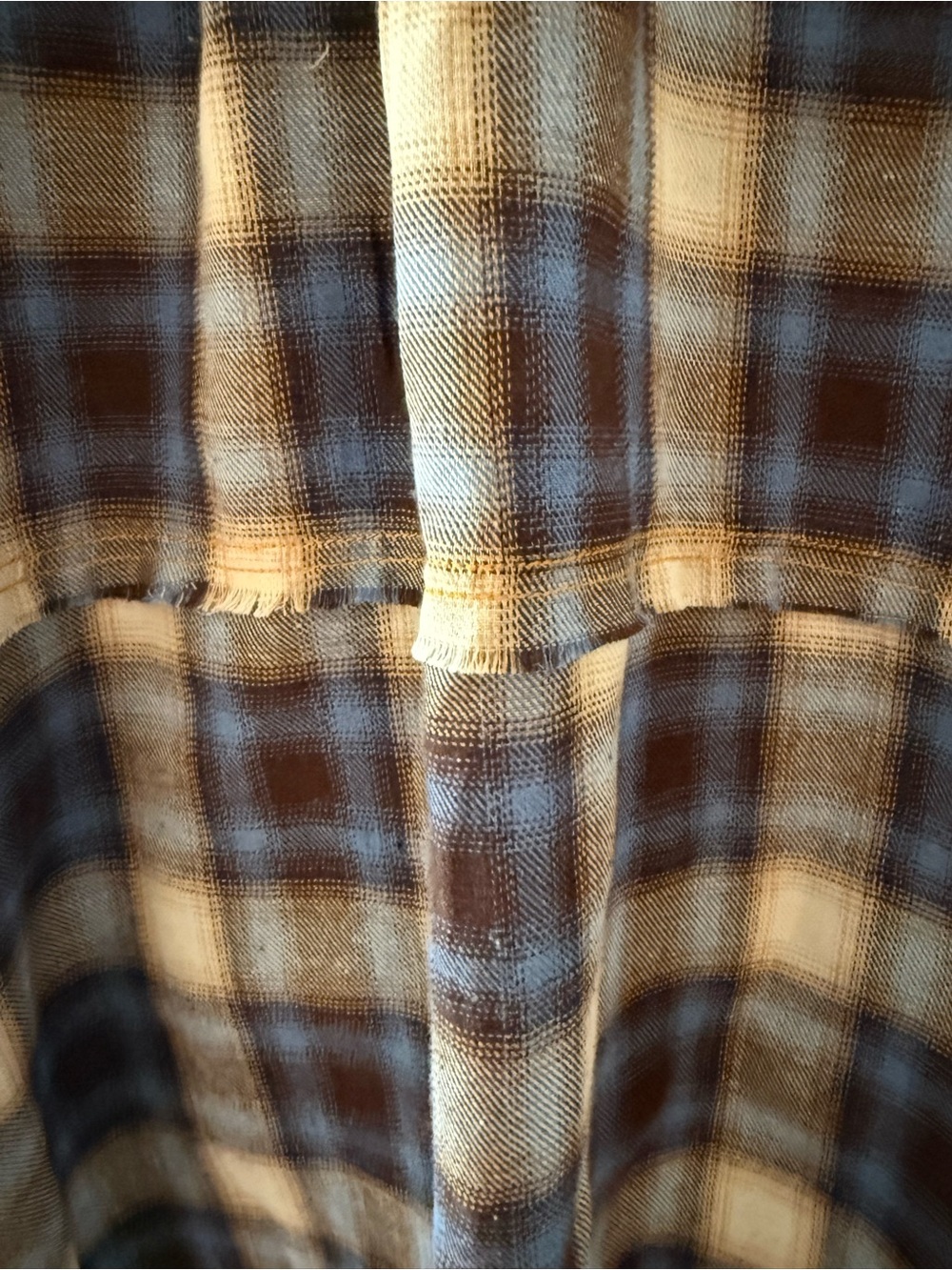 Oli & Hali size Large Plaid Utility denim and flannel top Blue/Brown shacket top - Picture 4 of 9